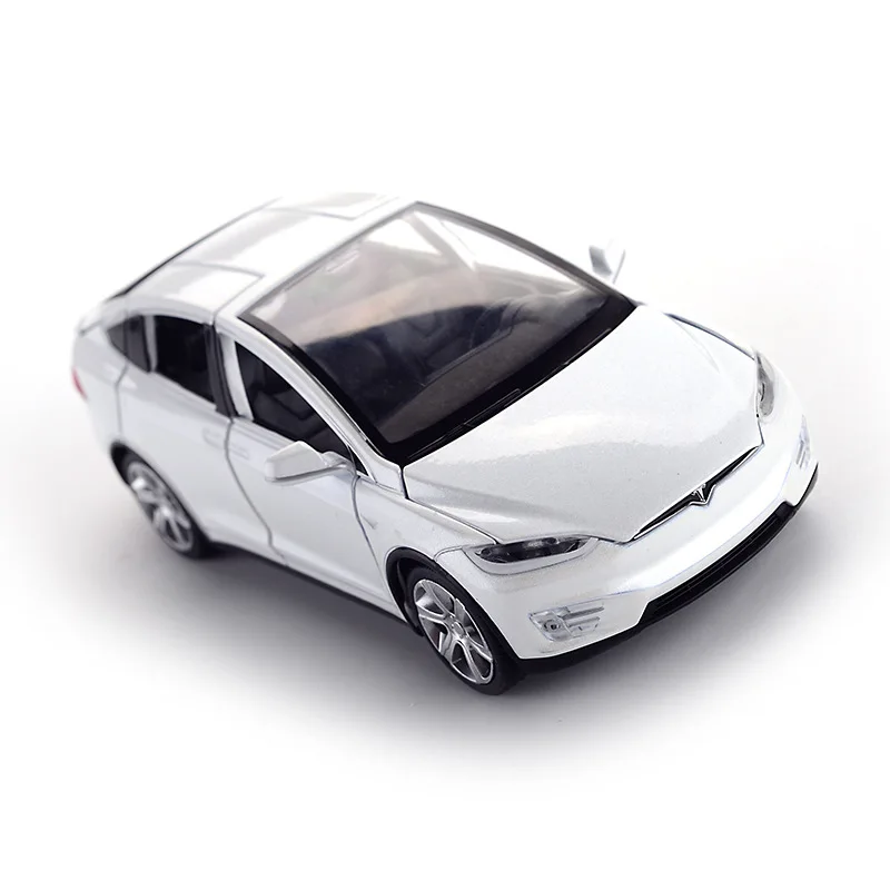  Diecast Vehicles Tesla SUV 1:32 Model Car Metal Alloy Simulation Pull Back Cars Lights Toys For Kid