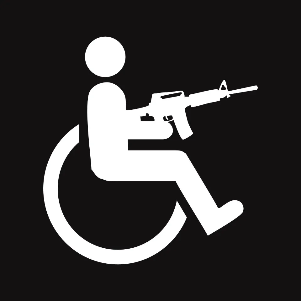 Anycuros Handicapped Wheelchair Gun Creative Vinyl Car-Styling Stickers Decals 15cm16cm (6)