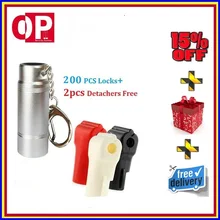 200 шт. Противоугонный магазин EAS Розничная безопасность красный крюк замок для стебля крюк+ 2 шт Detacher