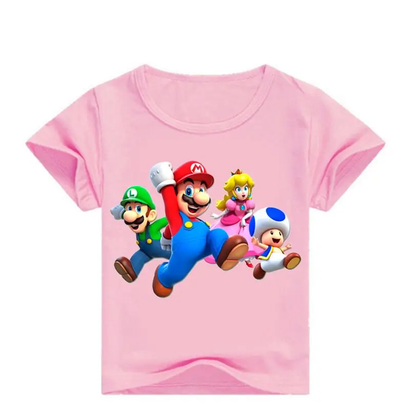 Летняя детская футболка с принтом «Супер Марио» для маленьких мальчиков футболка с короткими рукавами для девочек детские футболки, костюмы для малышей, одежда для мальчиков, топы
