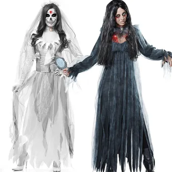 

Cosplay halloween costume horror ghost bride dress headdress full set zombie bride witch ghost costume women girls