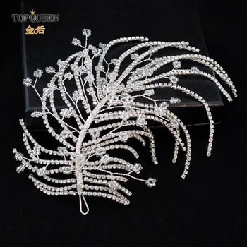 

TOPQUEEN Silver Diamond Chain Wedding Hair Accessories Wedding Headwear Handmade Rhinestone Prince Crowns for Kids HP188