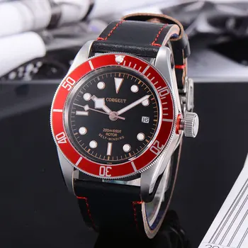 

41mm Corgeut Black dial red/black/blue bezel Sapphire Glass mechanical Automatic Men Watch