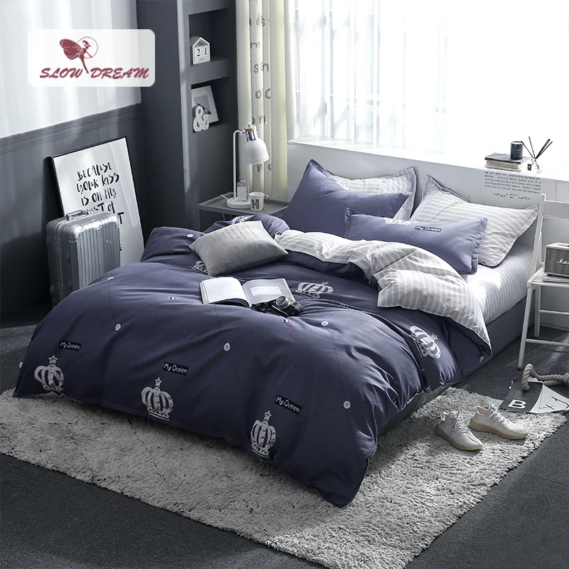 SlowDream Double Queen Bedding Set Duvet Cover Quilts Linen Stain For Adult Single Nordic Bedspread | Дом и сад