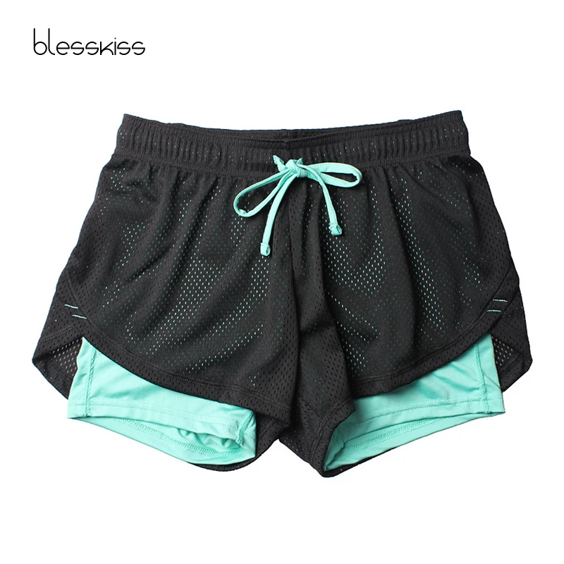 @1 Blesskiss Yoga Shorts Женщины Фитнес Топ Spandex Neon Эластичный Лулу Бег Тренировки Короткие Леггин ①