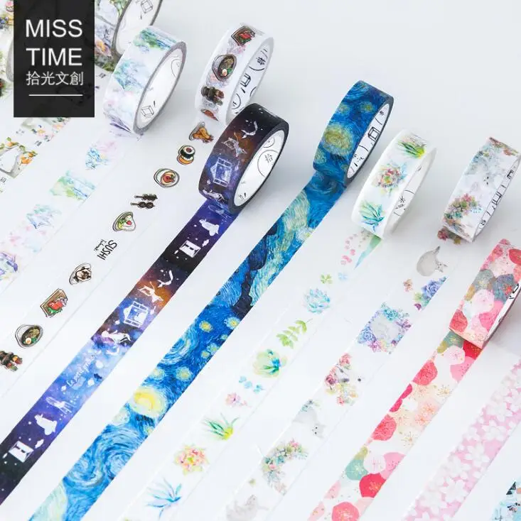 

15mm*7M Creative Colorful Memory Scenery Succulent Plants Washi Tape Adhesive Tape DIY Scrapbooking Sticker Label Masking Tape