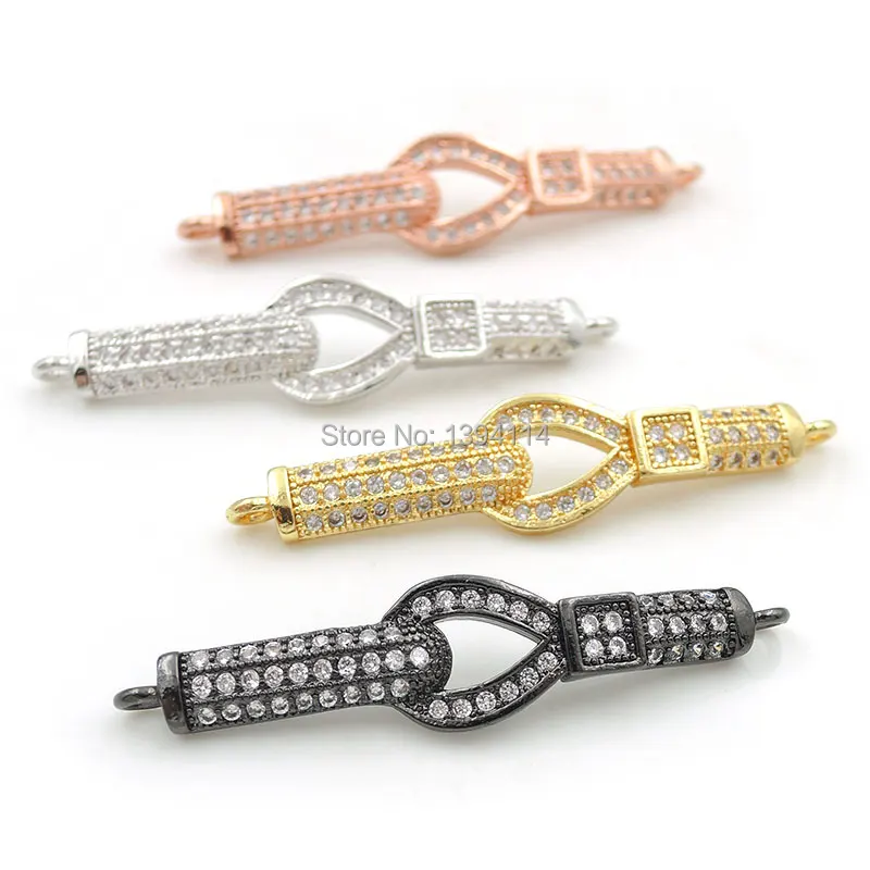 36*8*2 мм Micro Pave Clear CZ застежка дуговой разъем подходит для мужчин и женщин изготовление браслетов ювелирные изделия