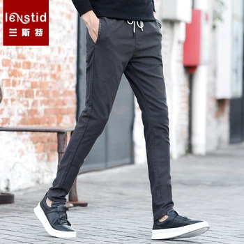 

LENSTID 2019 Spring Winter New Drawstring Causal Pants Men Slim Fit Plus Size High Quality Trousers High Quality Brand Clothing