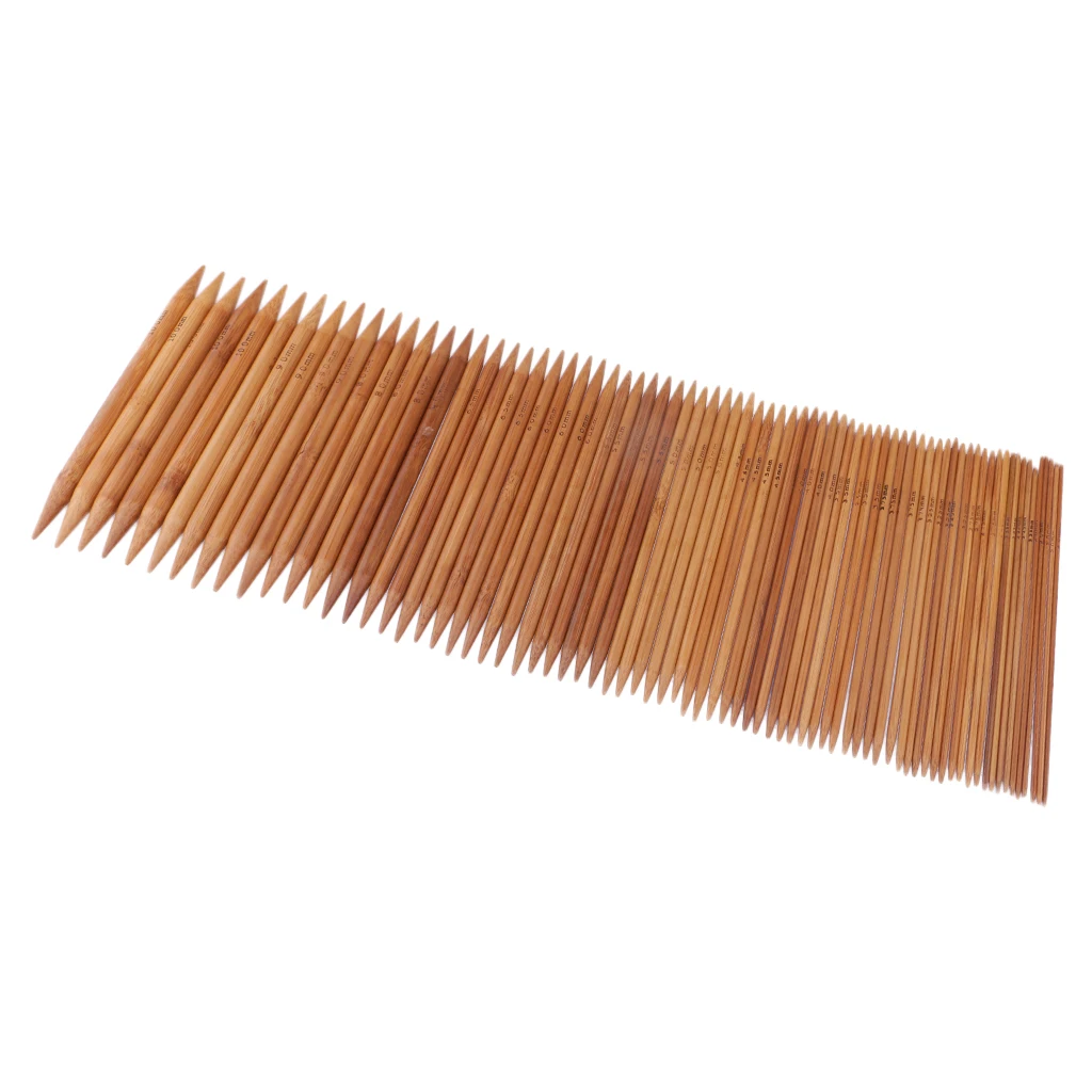75Pcs 15 Size 15cm Bamboo Knitting Needles Crochet Hooks Set Double Pointed Carbonized Bamboo Needle Sweater Weave Craft(2-10mm)