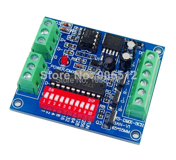 

DC5V-24V LED RGB DMX Decoder board , 3-channel 3 -way DMX 512 light controller , Easy to RGB DMX512 control, Free shipping