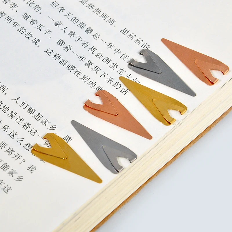 5 шт. короткие стильные металлические закладки для книги из розового золота Kawaii