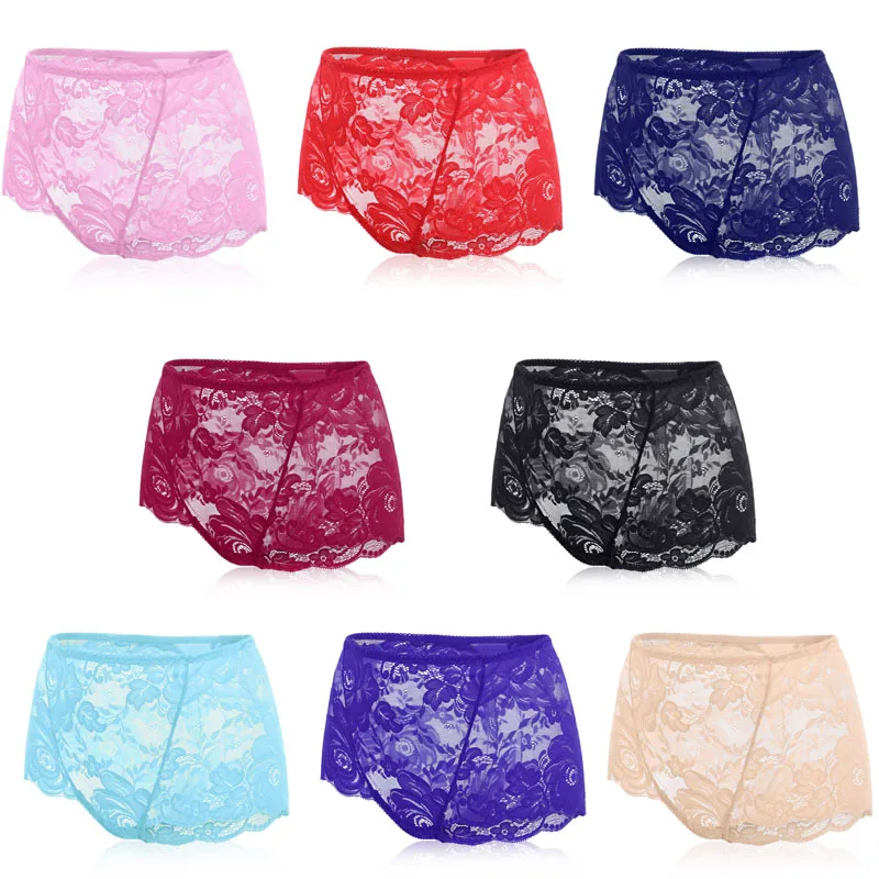 High Waist Sexy Lace Panties Women Embroidered Flower Tummy Control Panties Transparent Sexy Lingerie Underwear Lace Briefs New
