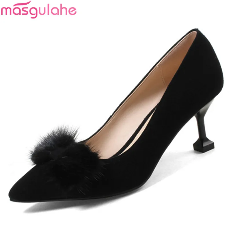 Del Punta Mujer Primavera Talón Brown negro Masgulahe Bombas 2018 Otoño Fino Moda Cuero De Mujeres Pie Tacones Zapatos Dedo Gamuza Altos CqCf8Yw