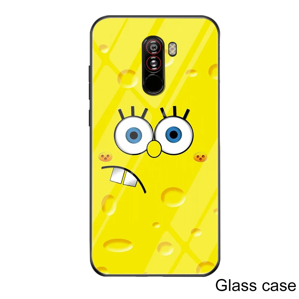 

ciciber Phone Case for Redmi Note 7 6 5 Pro Plus Glass Cover for Xiaomi MI 9 A2 8 6X MIX 2 2S PocoPhone F1 Cute funny SpongeBob