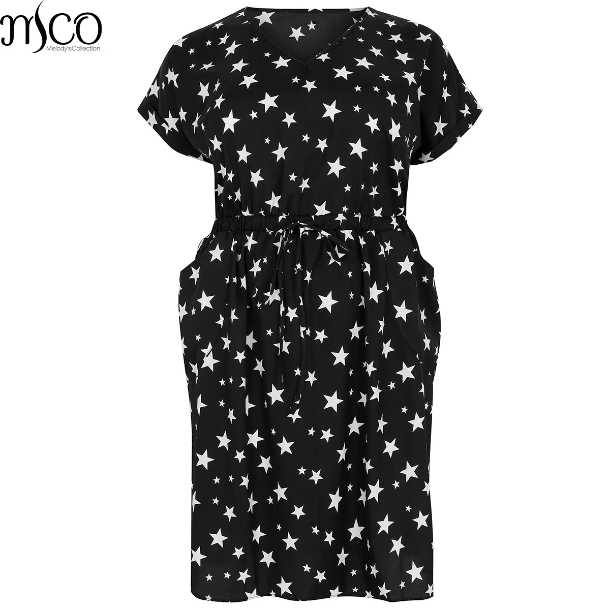 

MCO 2018 Plus Size Stras Printing Shift Midi Dress Classic Oversized Tea Dresses Basic Large Size Women Tea Clothing 5xl 6xl 7xl