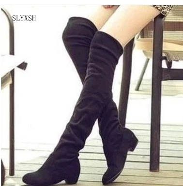 SLYXSH 2018 Hot Women Boots Autumn Winter Ladies Fashion Flat Bottom Boots Shoes Over The Knee Thigh High Suede Long Boots SLYXSH 2018 Hot Women Boots Autumn Winter Ladies Fashion Flat Bottom Boots Shoes Over The Knee Thigh High Suede Long Boots