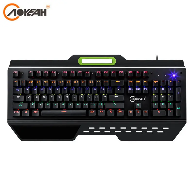 

AOYEAH K107 Gaming Mechanical Keyboard 104 Keys Blue Switch LED Backlight Metal Gamer Keyboard Anti-Ghosting for Tablet Desktop