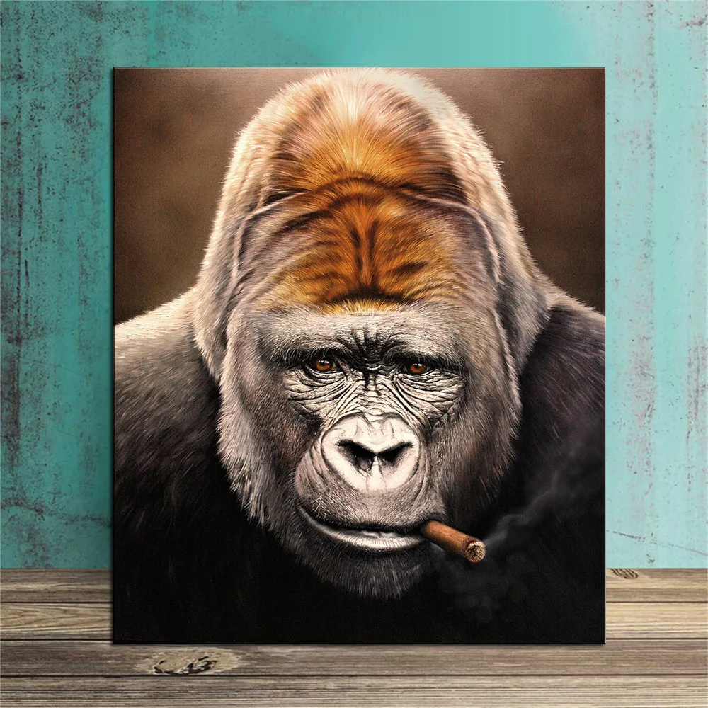 M 51 DPARTISAN Animal Paintings and Wall Art Monkeys smoking Original Painting Large print on
