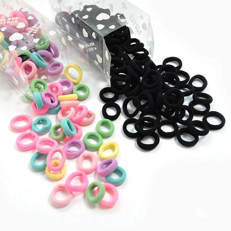 100pcs/pack New Women Solid Candy Hair Ties Ropes Ring Ponytail Holders