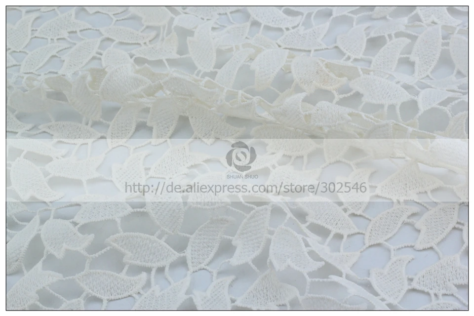 ShuanShuo 110*50 вышитая полиэфирная кружевная ткань для одежды молочный шелк материал Водорастворимая кружевная ткань вышивка кружева 115*50 см