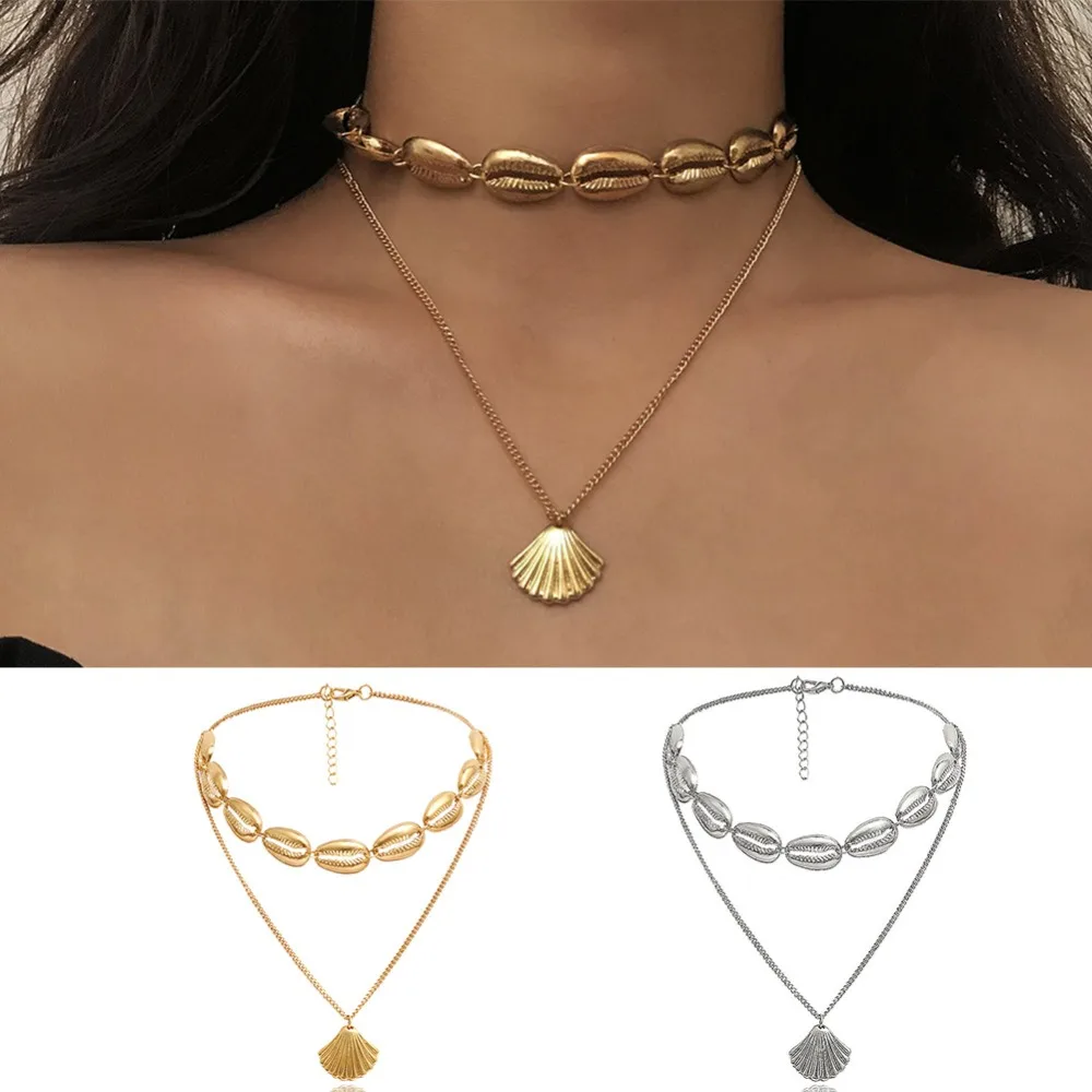 

Fashion Bracelets Necklace Shell Boho Women Beach Jewelry Cowrie Sea Shell Bracelet Gifts Choker Collar Seashell Pendant Choker