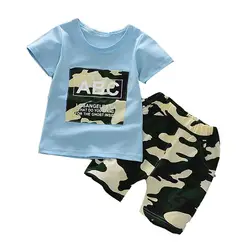 Комплекты одежды для маленьких мальчиков Одежда для новорожденных футболка в полоску для маленьких мальчиков топы + штаны, комплект