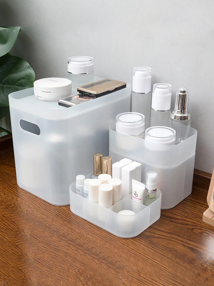 Plastic Makeup Organizer Dull polish Jewelry Box Cosmetic Organizer Makeup Box Lipstick Makeup Storage Bathroom Table Organizer