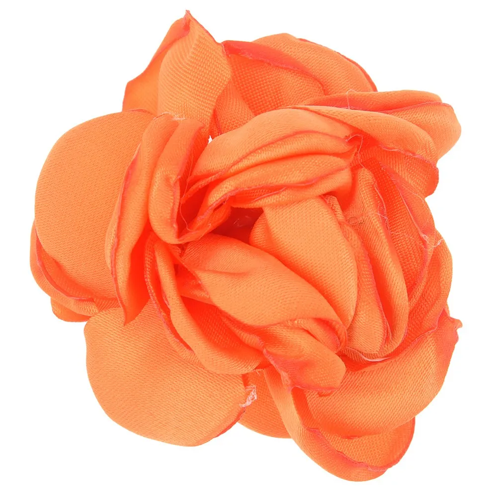 10 шт. сжигание цветов модные аксессуары для волос атласный цветок искусственная Роза цветок Милая Ткань Цветы без заколки для волос для повязки на голову - Цвет: Orange