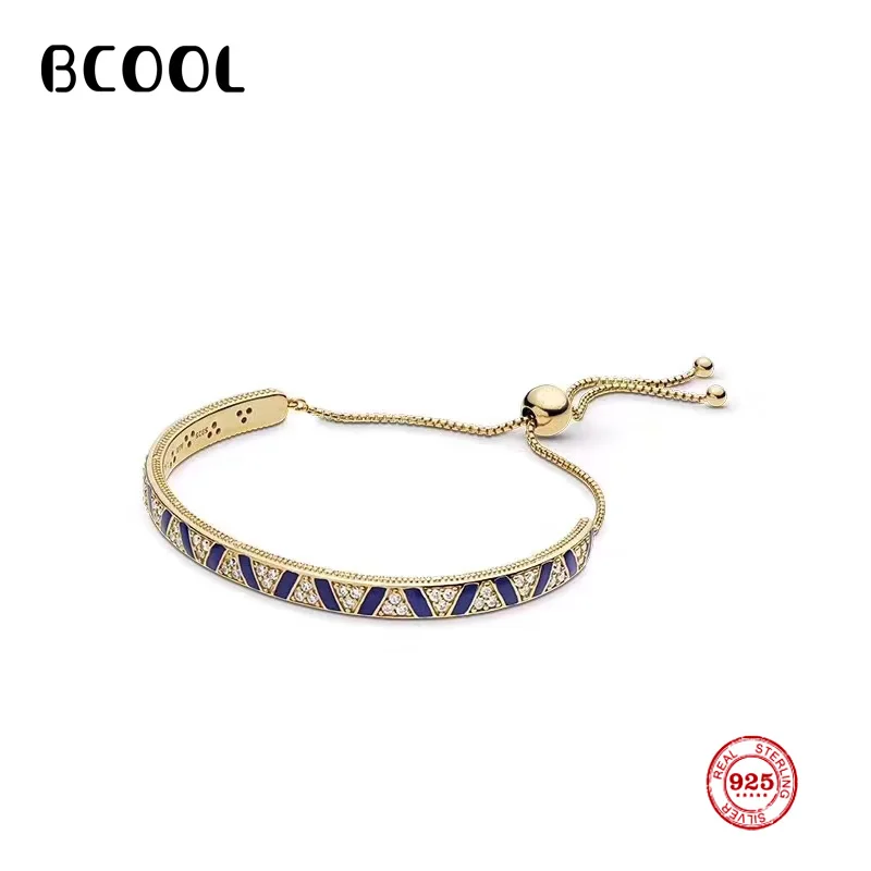 

BCOOL Fashion DIY Charm Silver 925 Original Silver Silver Copy 1:1, Adjustable Blue Bracelet Jewelry Gift for Women