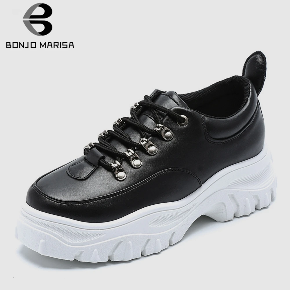 

BONJOMARISA New INS Hot Metal Decoraing Sneakers Women 2019 Autumn Large Size 36-41 Platform Dad Shoes Woman Casual Flats Women
