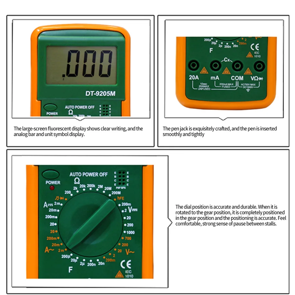 Профессиональный ЖК-цифровой мультиметр Цифровой тестер лучший DT9205M ручной большой экран с зуммером DMM метр dt9205a Модернизированный