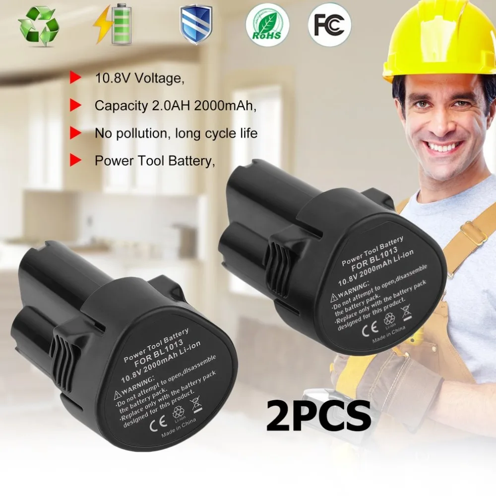 

Newest 2 Sets Lithium Ion Battery For Makita BL1013 BL1014 LCT203W Twin Pack Lithium Battery 10.8V 2.0AH 2000mAh 194551-4