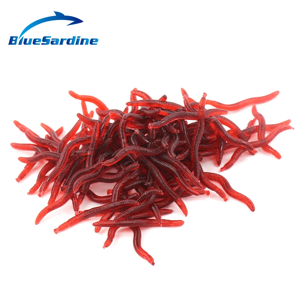 

BlueSardine 200PCS 4CM Soft Lures Worms Red Fishing Lure Swim Soft Baits Fishing Tackle