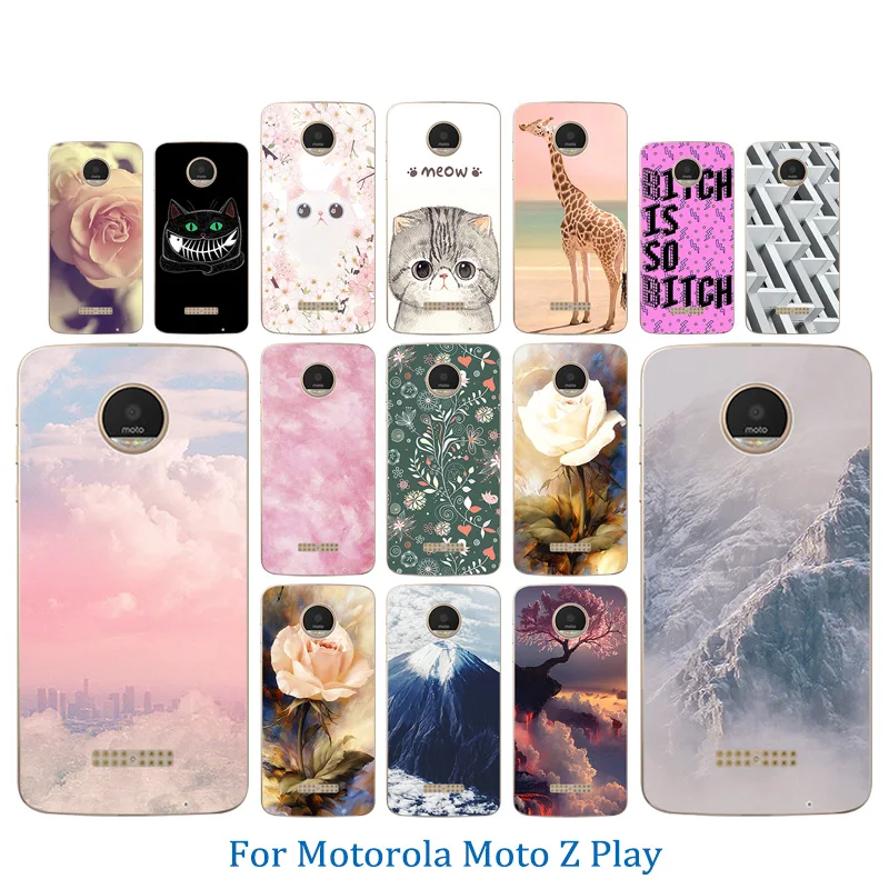 Чехол для телефона Motorola Z Play с животным узором прозрачный гелевый матовый чехол