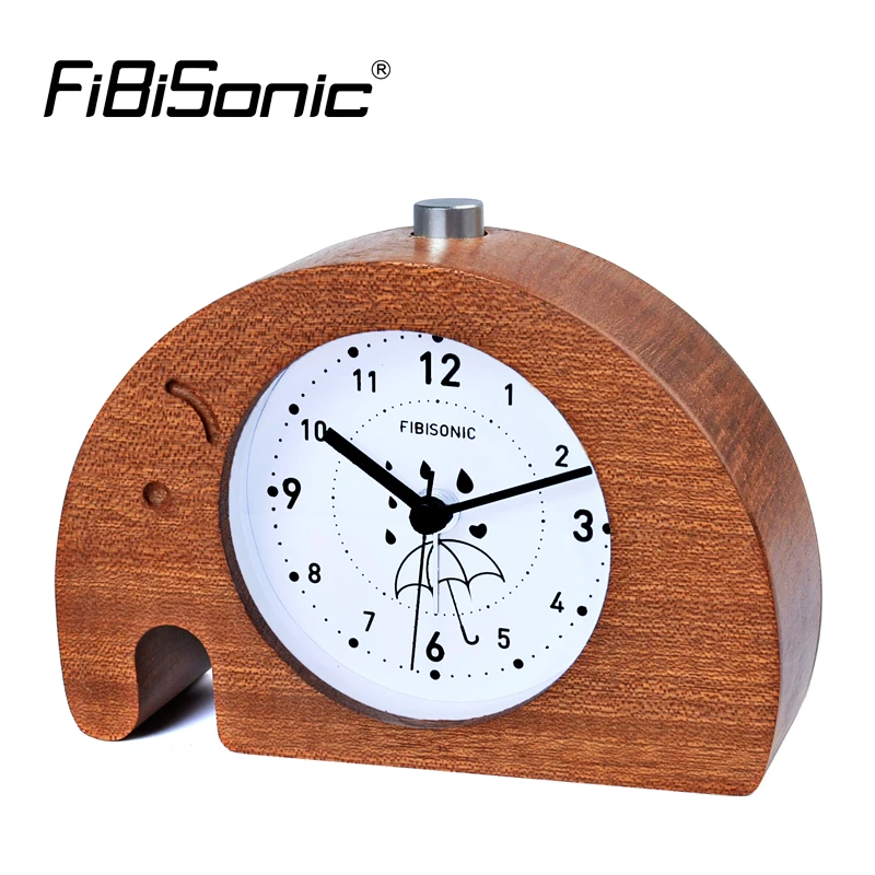 Elephant Modern Snooze Sweep Movement Backlight Wood Alarm Clock For