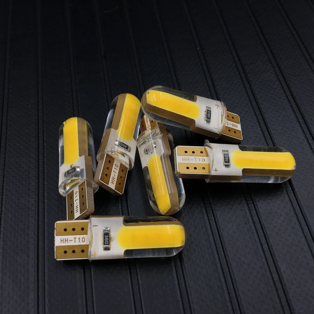 12V W5W T10 COB светодиодный автомобилей Canbus Габаритные лицензии Лампы для чтения W3W W16W
