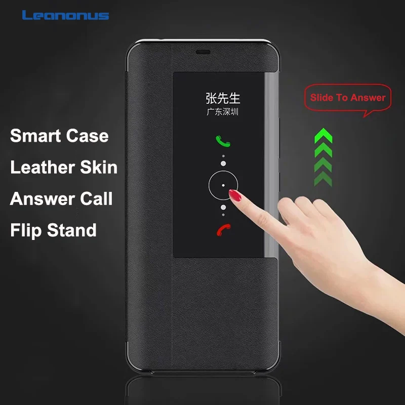 

For Huawei Y6 2018 Case Smart Flip Bracket PU Leather Window View Hard PC Cover for Huawei Nova 3 3i Honor 8X Coque