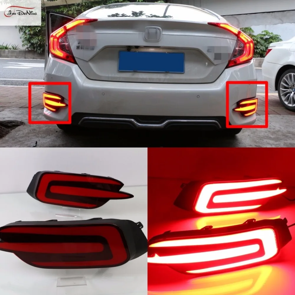 JanDeNing Car LED Rear Bumper Fog Light lamp Reflector Brake Lights For