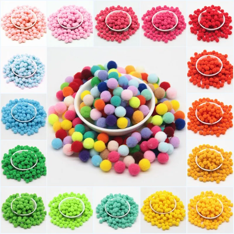 10mm Mixed Color Pom Poms Soft Round Fluffy Craft PomPoms Ball Kindergarten DIY Craft Toy for Children Kids Decor Supplies 100pc
