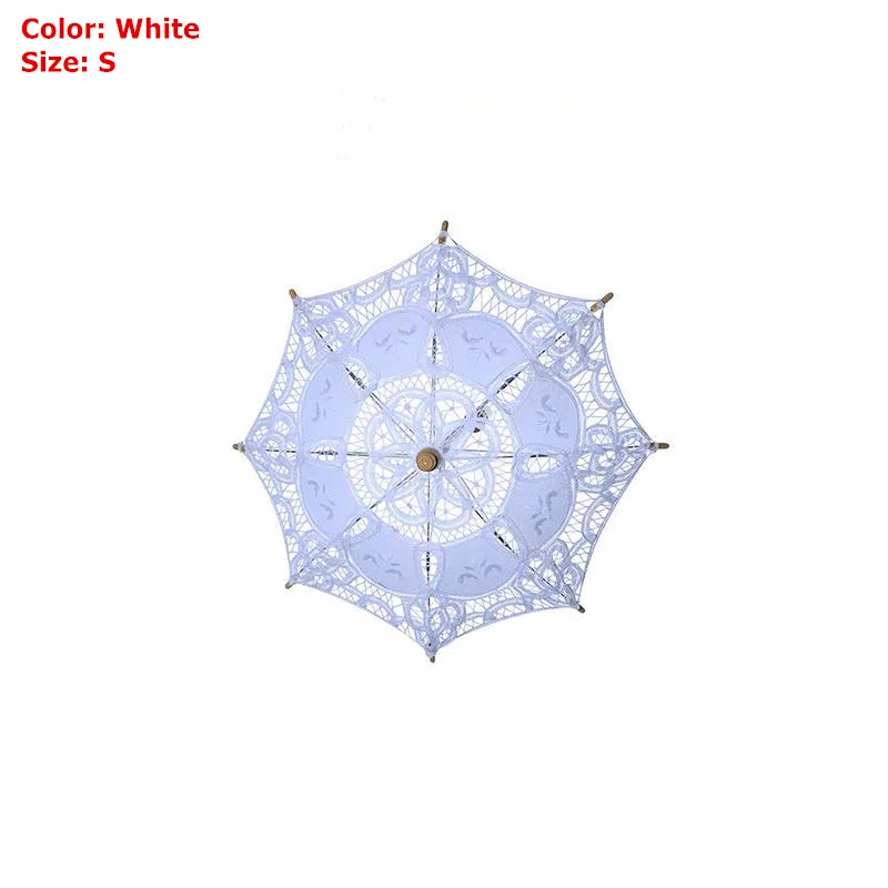Белый Винтажный кружевной свадебный зонтик косплей реквизит декор Фотография Свадебное кружево для поделок зонт - Цвет: White S