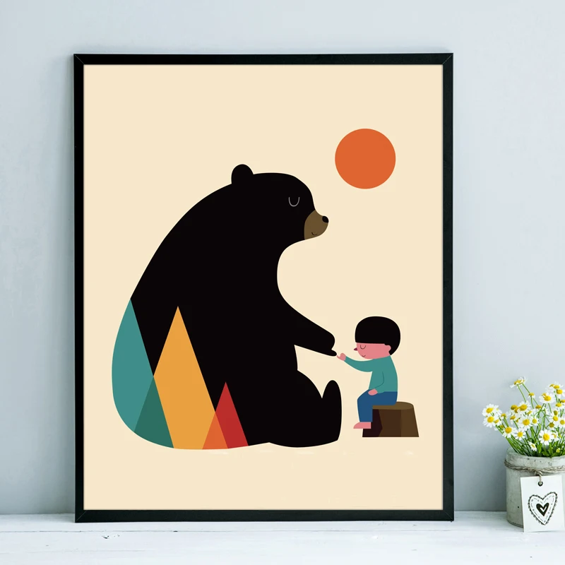 Cartoon-Animals-Canvas-Art-Prints-Happy-Fairy-Tale-Painting-Poster-Wall-Pictures-For-Home-Child-s