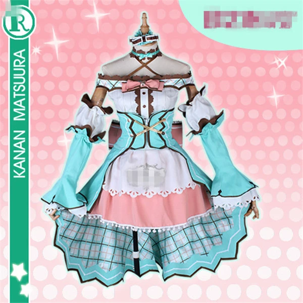 

Anime Cosplay Costume Aqours Love Live Sunshine White Valentine Kanan Matsuura Dress Lovely style, Maid outfit Full Sets B
