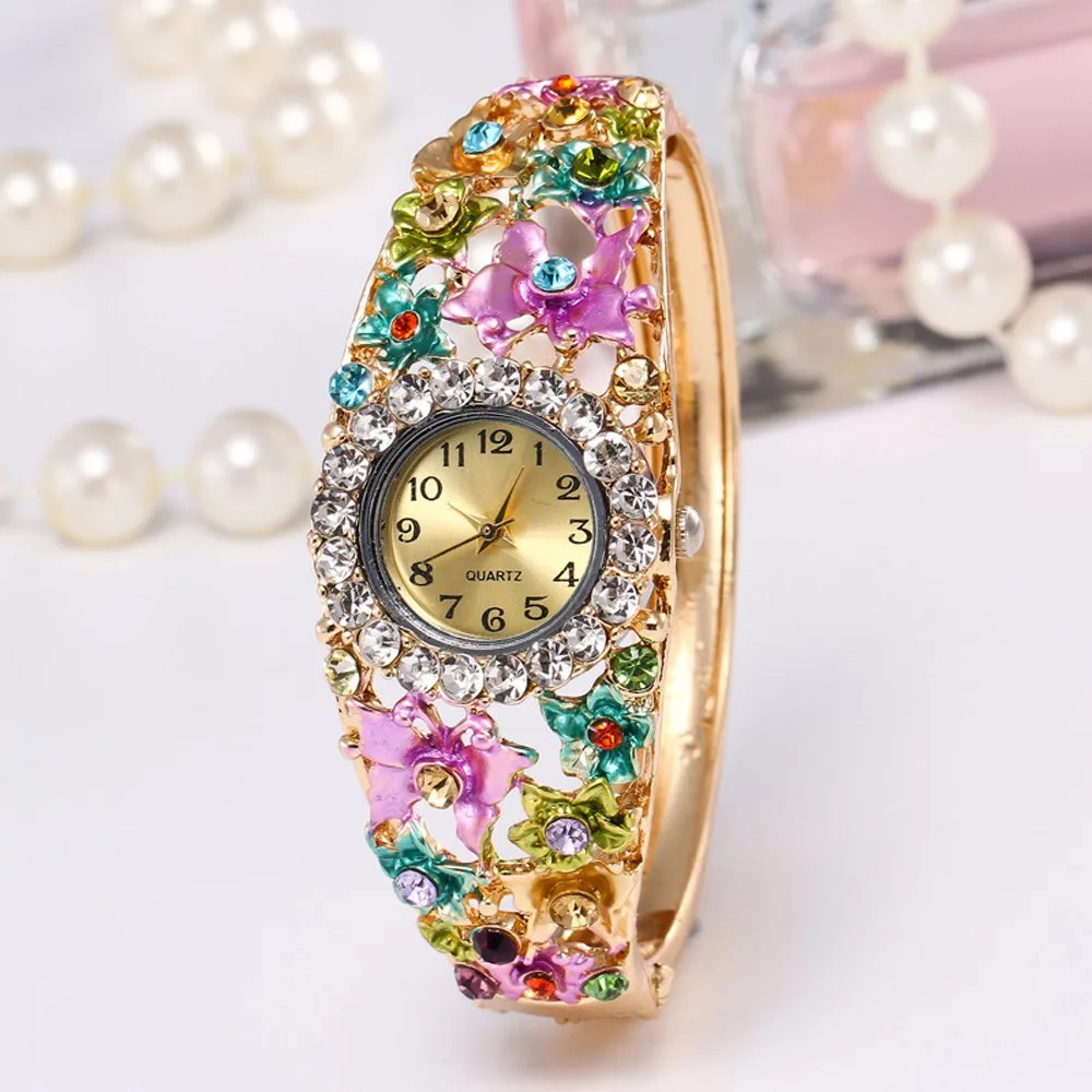 

Women Watches Luxury Brand Crystal Quartz Wristwatches Round Full Rhinestone Movement Bracelet Relogio Feminino Orologio Donna