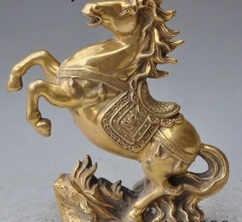 

8"marked folk china fengshui brass zodiac horse run steed animal wealth statue