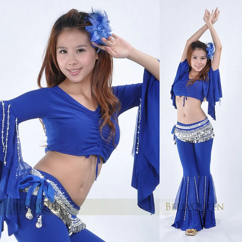 Belly Dance Costumes Set beaded blouse and long pants 2pcs set practice cloths dancewear hot for