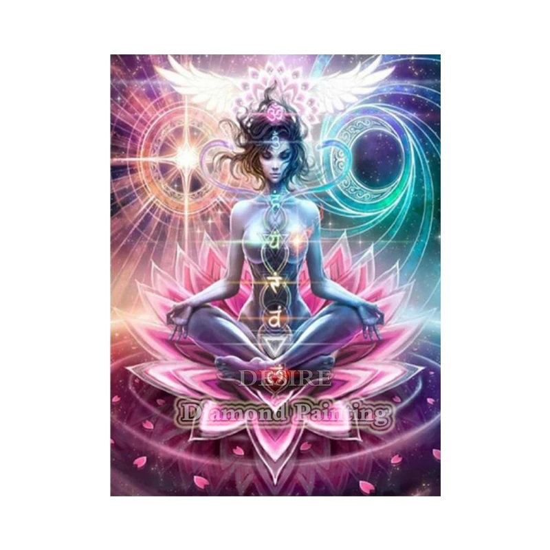 

Desire Girl Buddha Lotus 5D DIY Diamond Painting Cross Stitch Diamond Embroidery Needlework Full Square Drill Home Decor PT3426
