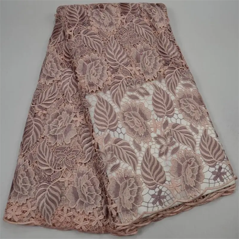 

2018 Beautiful Pink Lilac Popular Design New Wax Hollandais African lace Fabric High Quality Guipure Lace Fabric For Women