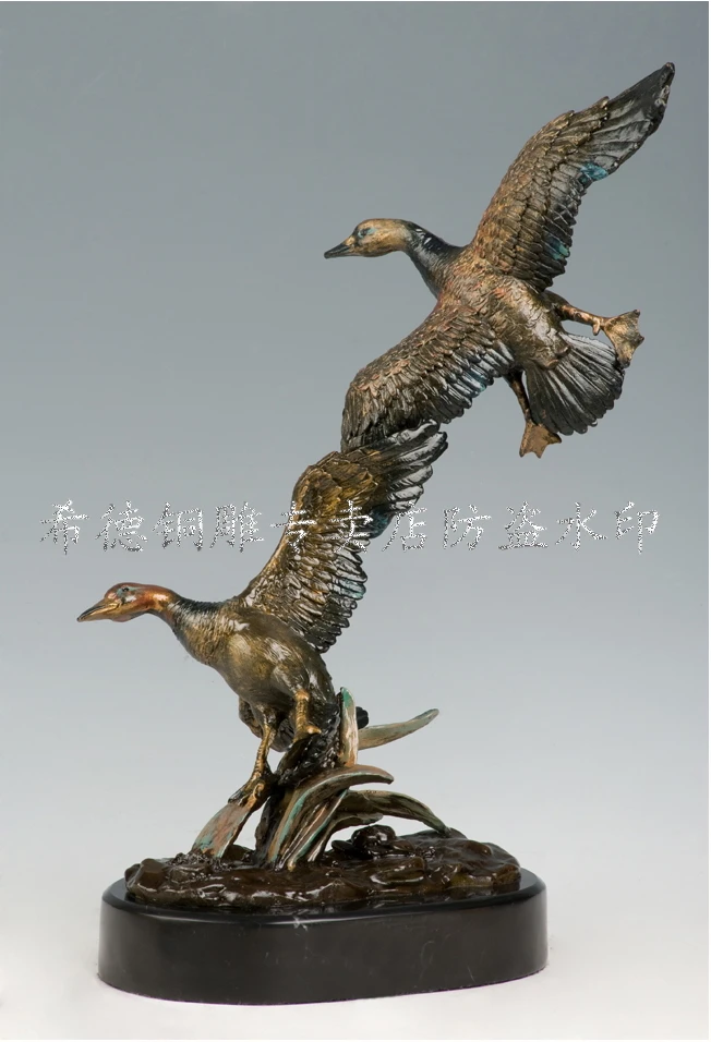 

Arts Crafts Copper Shipping Garden decor Chinese Duck statue bronze animal sculpture flying double ducks bronze statues