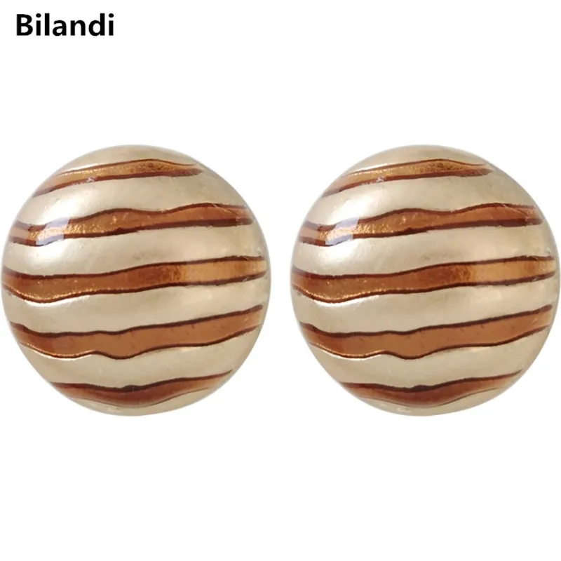 

Popular Fancy Jewelry Round Texture Epoxy Gold Stud Earring For Lady
