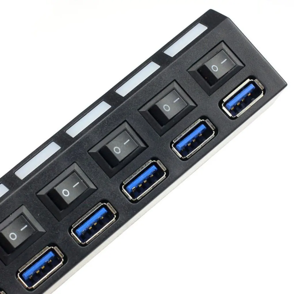 7 портов USB 3,0 концентратор высокой скорости с адаптером питания для ПК ноутбука